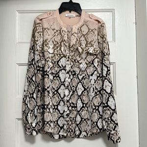 Calvin Klein light pink/brown/black snake print top